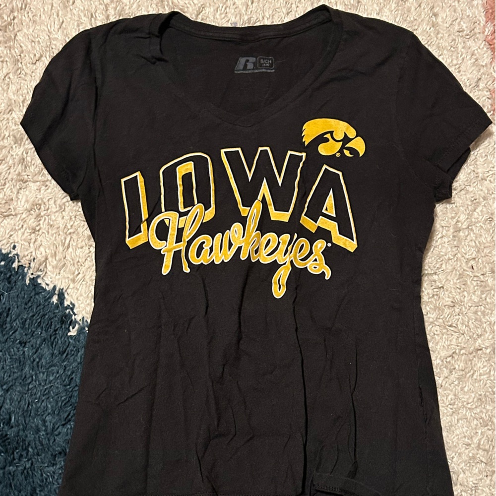 Russell Athletic Black and Yellow Iowa Hawkeyes Tee